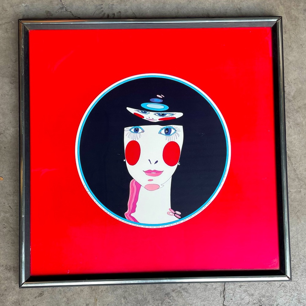 Vtg. 74' Matryoshka Portrait on a Red Background Lithograph by John Luke Eastman
